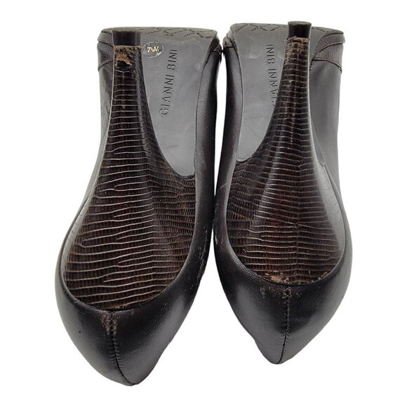 Gianni Bini Women's Size 7.5M Brown Leather Peep Toe Pump Stiletto Heels Shoes - Picture 9 of 11
